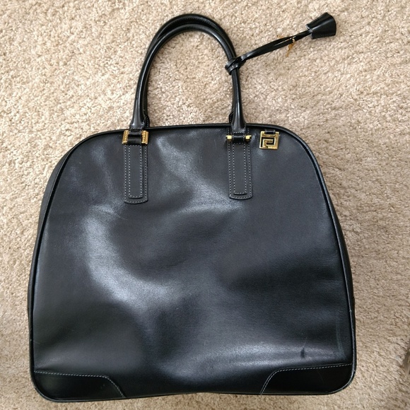 Versace Handbags - Vintage Versace Travel Bag Suitcase Black Leather